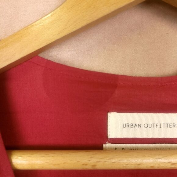 Urban Outfitters Textured Long Sleeve Frock Dress Red Size Small - Picture 7 of 10